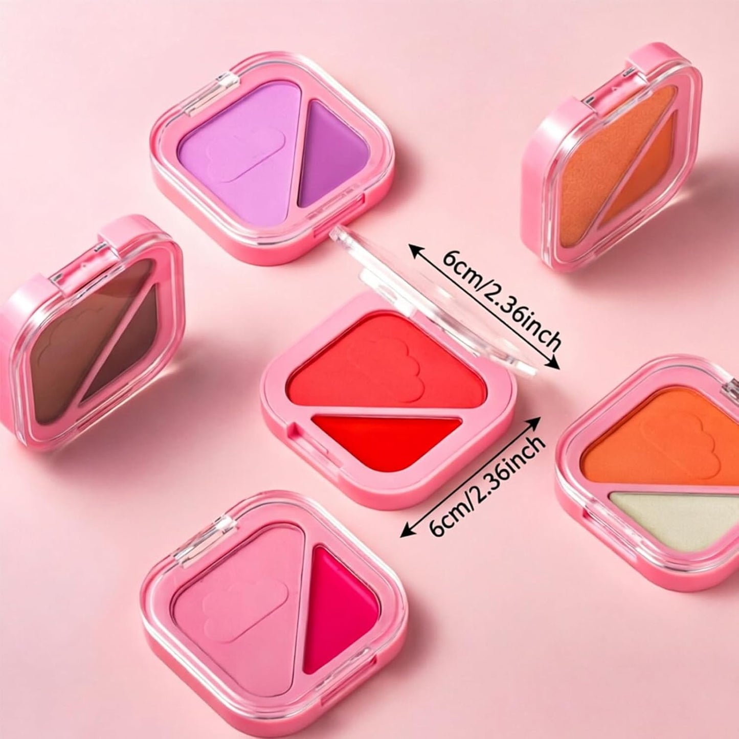 Skiennix 2-in-1 Dual Tone Blush - Soft Pink Silky Powder & Hot Pink Cream for Natural Dewy Finish