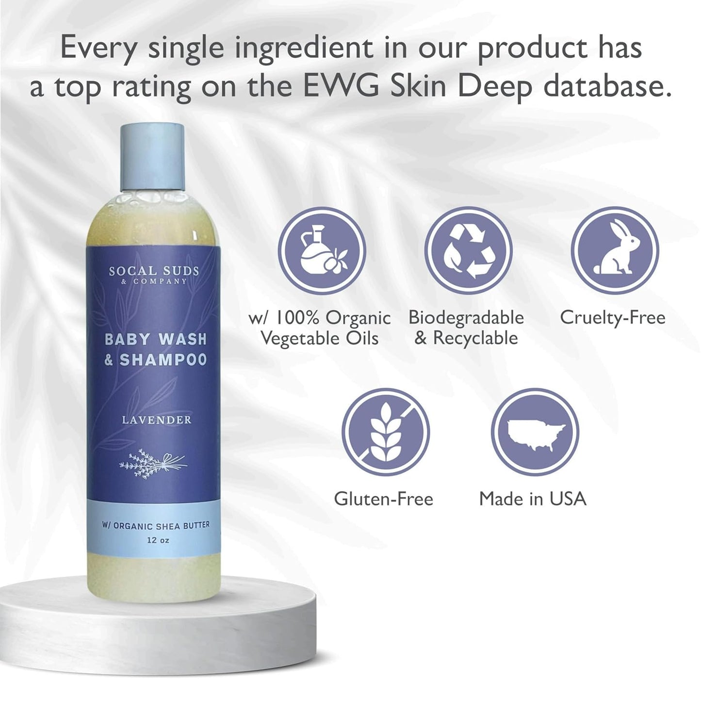 SoCal Suds & Company Baby Body Wash & Shampoo - Natural Lavender Soap for Sensitive Skin | 12oz Bottle