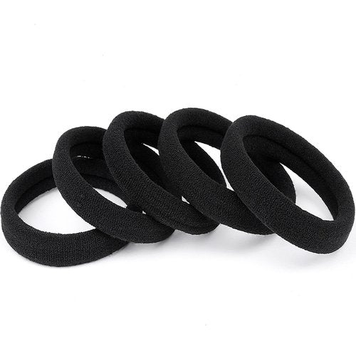 Ayogost Black Hair Ties No Damage No Pull 100PCS Extra Thick Elastics Hair Bands Large Ponytail Holders for Women Girls Thick Heavy Curly Hair