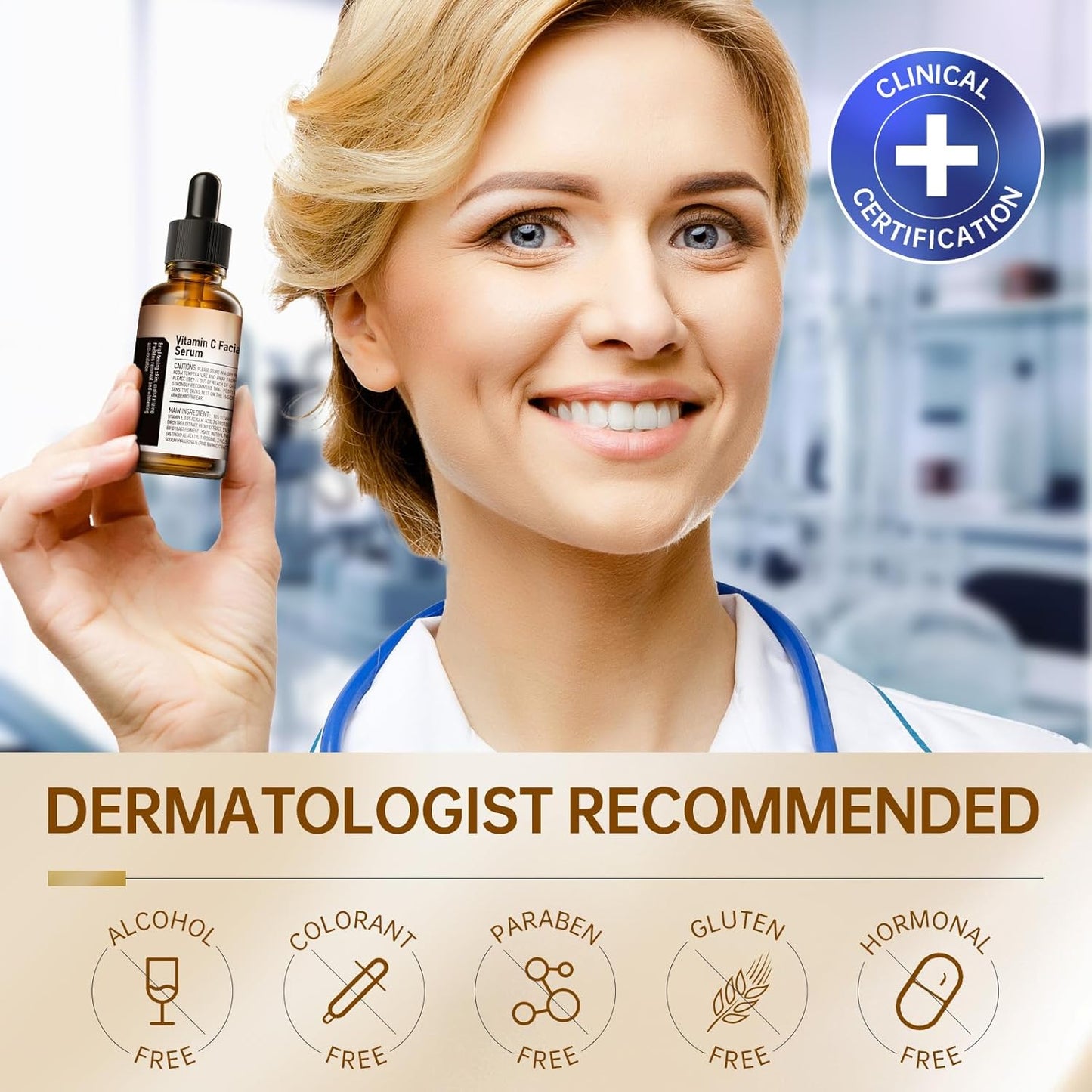 Skiennix Vitamin C Face Serum - Brightening Formula with Hyaluronic Acid & Vitamin E, 30ml