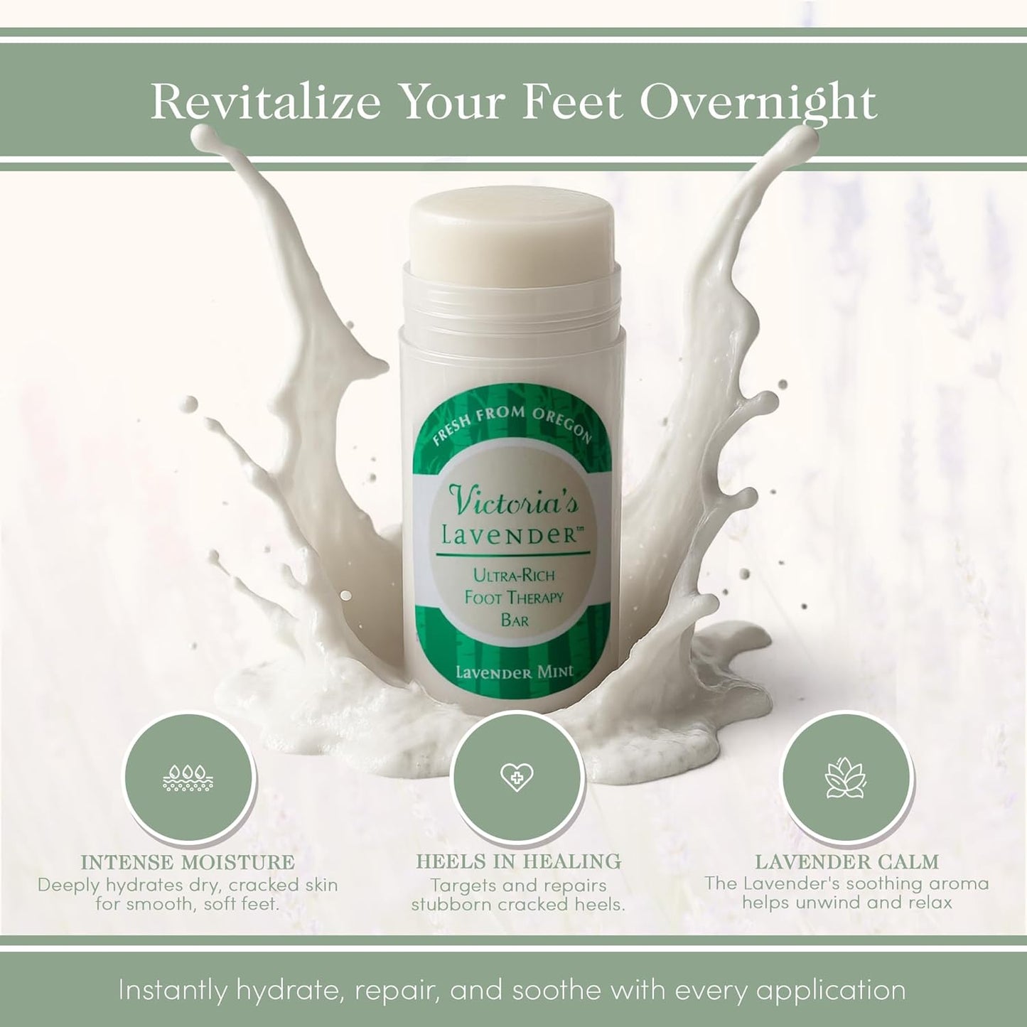 Victoria's Lavender Heel Balm Stick - Ultra-Rich Foot Therapy for Dry, Cracked Feet - Lavender Mint 2.5oz