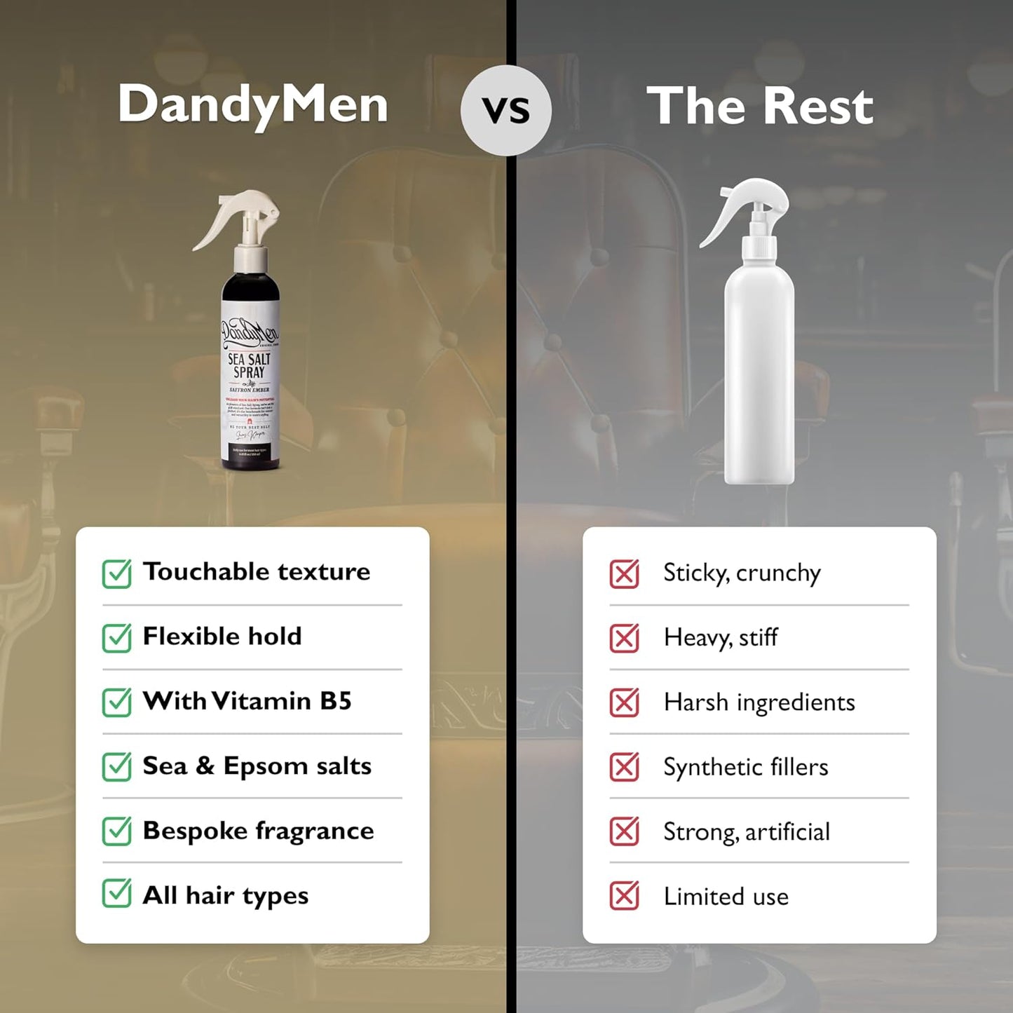 Sea Salt Spray for Men - Texturizing & Volumizing Hair Spray for Beachy Waves | Saffron Ember, 1-Pack