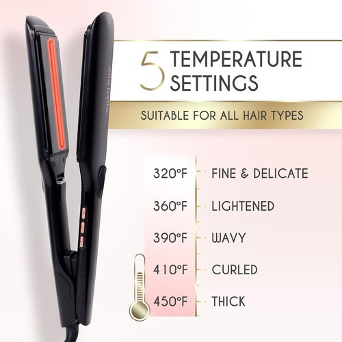 ELLA BELLA® Titanium Flat Iron Hair Straightener - Infrared Technology for Professional Results | Digital Temperature Control