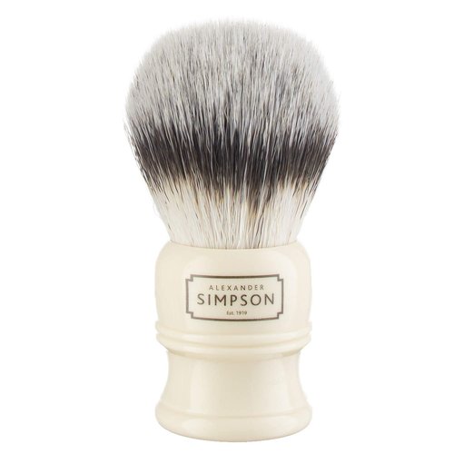 Alexander Simpsons Trafalgar 1 Shaving Brush - T1 Synthetic High Density Fibre Faux Handle Ivory - Simpson Shaving Brushes - Wet Shave Deluxe Thick & Luxurious Lather Dense Extra Soft Bristles