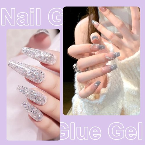 EODCI Gel Nail Tips Glue, 15ml Nail Glue Gel Soak Off Glue Super Strong Nail Glue U V Cured Needed Acrylic Nail Gel for Nails Extension Fake Nails Press On Nails