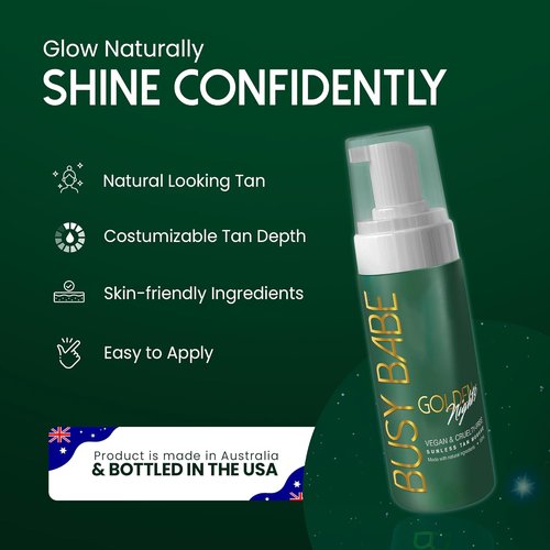 Golden Nights Self Tanner - Rapid Dark Tanning Mousse for Deeper Sun-Kissed Glow | 7.2 oz, Vegan & Cruelty-Free