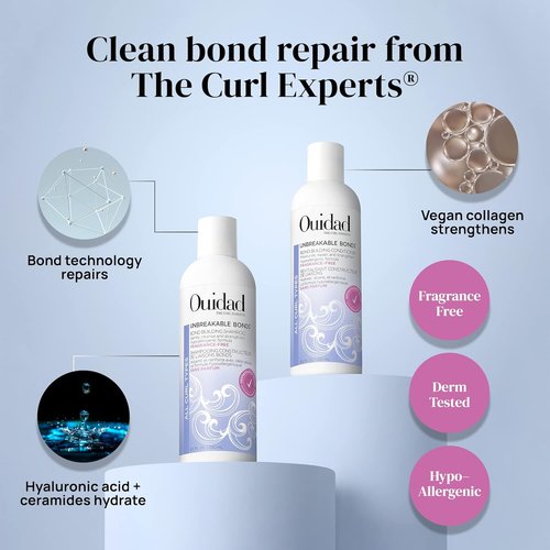 OUIDAD Unbreakable Bonds Shampoo for Curly Hair - Fragrance-Free, 8.5 oz | Bond Building Formula
