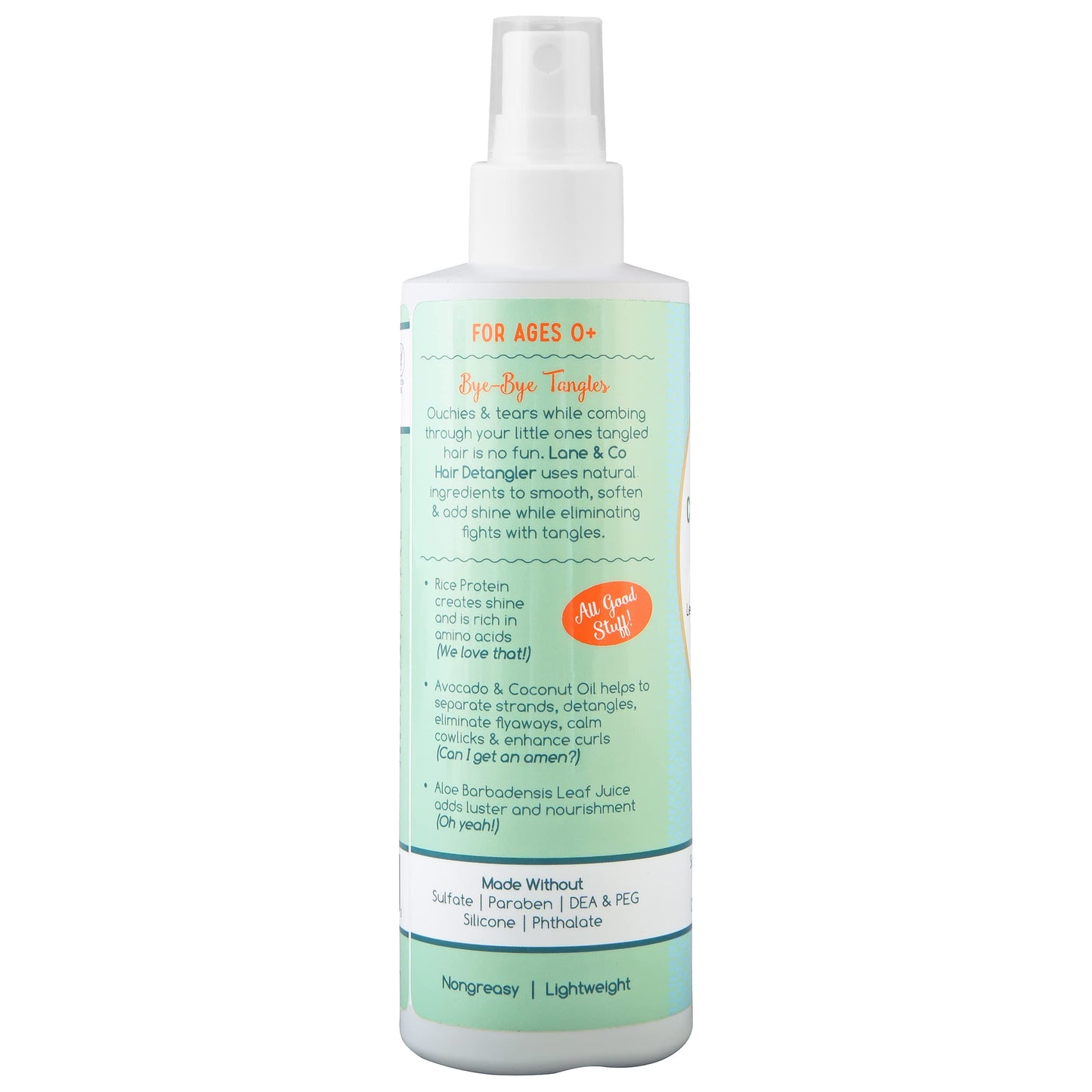 LANE & CO. Conditioning Detangler Spray for Kids & Babies - Leave In Conditioner Spray for Smoothing, Detangling - Vegan, Plant-Based, Child-Safe Formula - Natural Baby Hair Products - 8-oz. Bottle