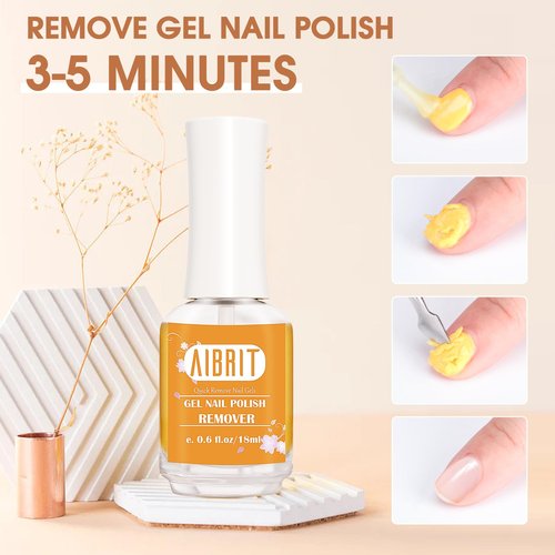 AIBRIT Gel Nail Polish Remover, Professional Gel Remover for Nails, Quick & Safe Remove Gel Nail Polish in 3-5 Minutes, No Need Soaking or Wrapping Removedor de Esmalte Gel 1.2 fl oz/36ml