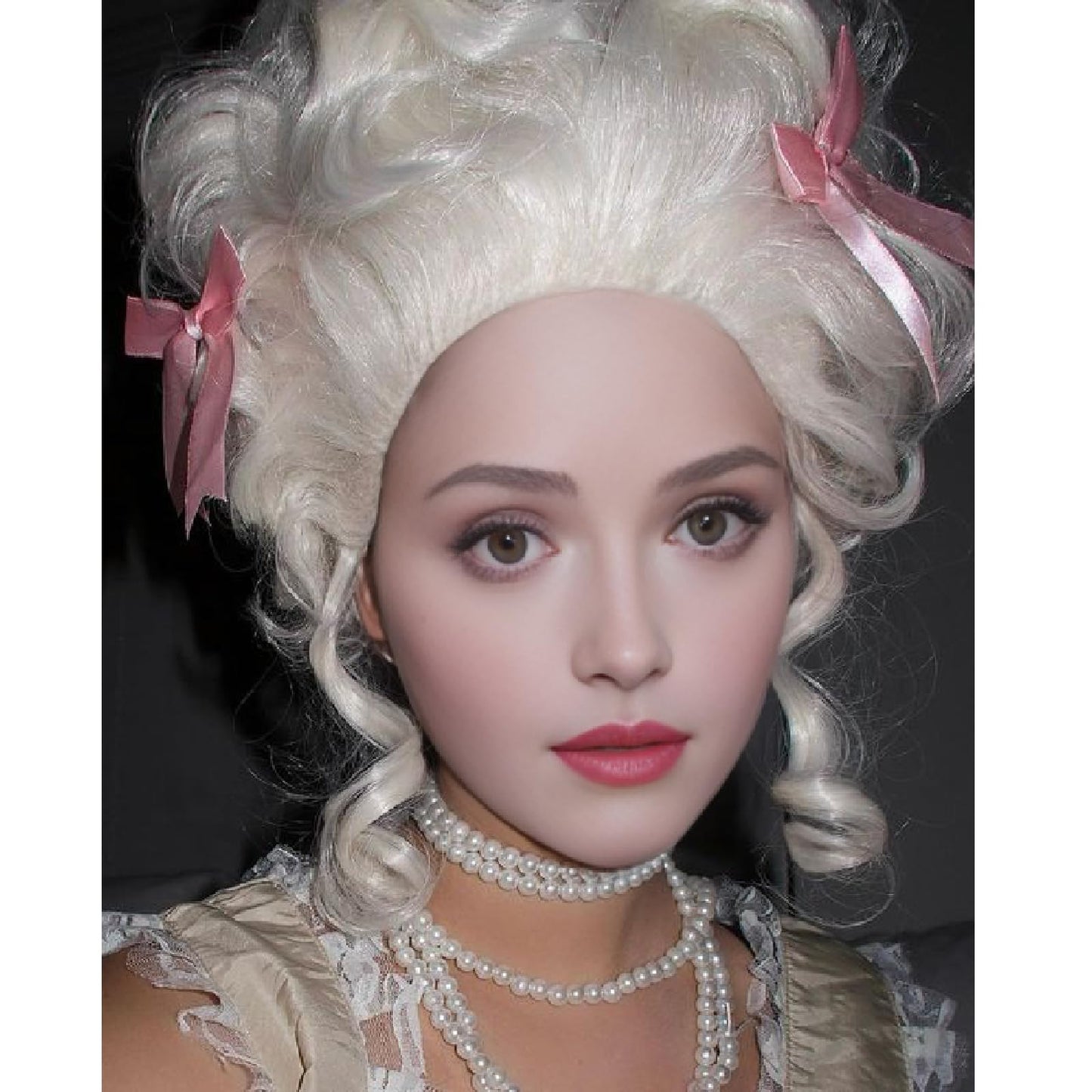 Blonde Victorian Wig for Rococo Costume Cosplay 18th Century Wig Baroque Hair Fluffy Vintage Beehive Golden Queen Court Wig Heat Resistant Women Halloween Party Dress Costume Wig