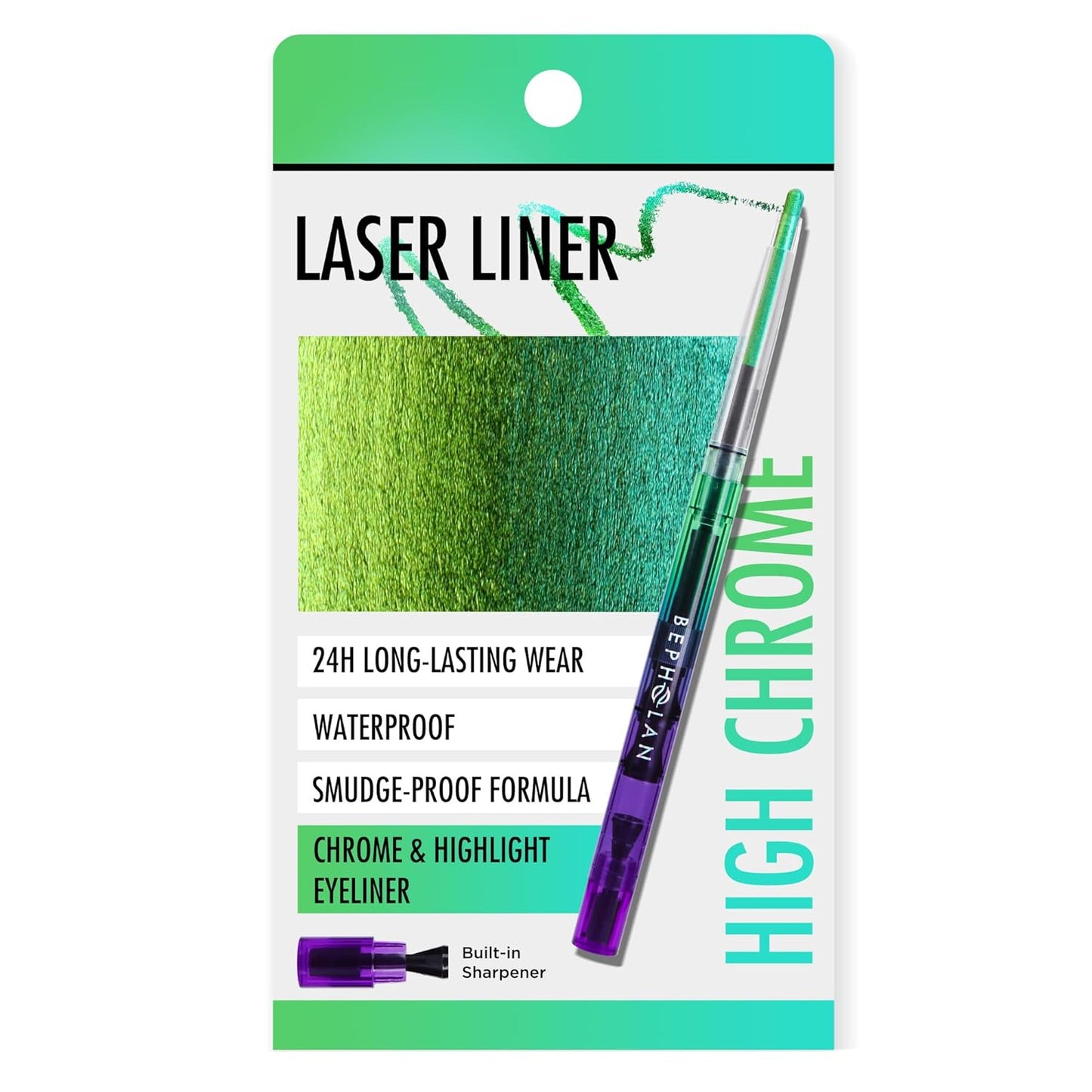 BEPHOLAN Chameleon Metallic Green Eyeliner Pencil - Waterproof, Smudge-Proof & Long-Lasting 24h