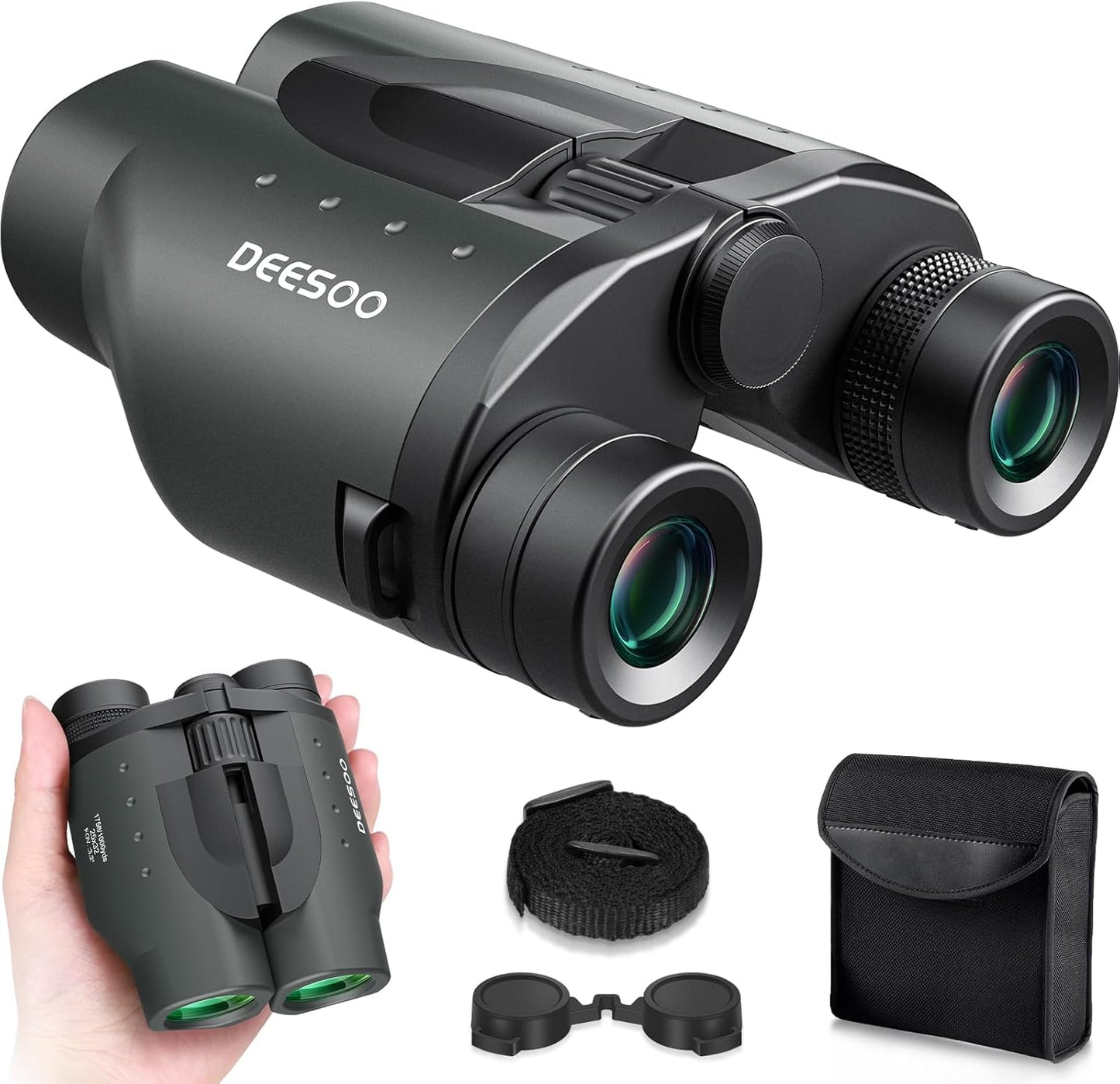 25x32 Binoculars for Adults Kids Compact - DEESOO High Powered Bird Watching Binoculars Lightweight Small Size for Hunting Traveling Sports Hiking Gift for Men Women