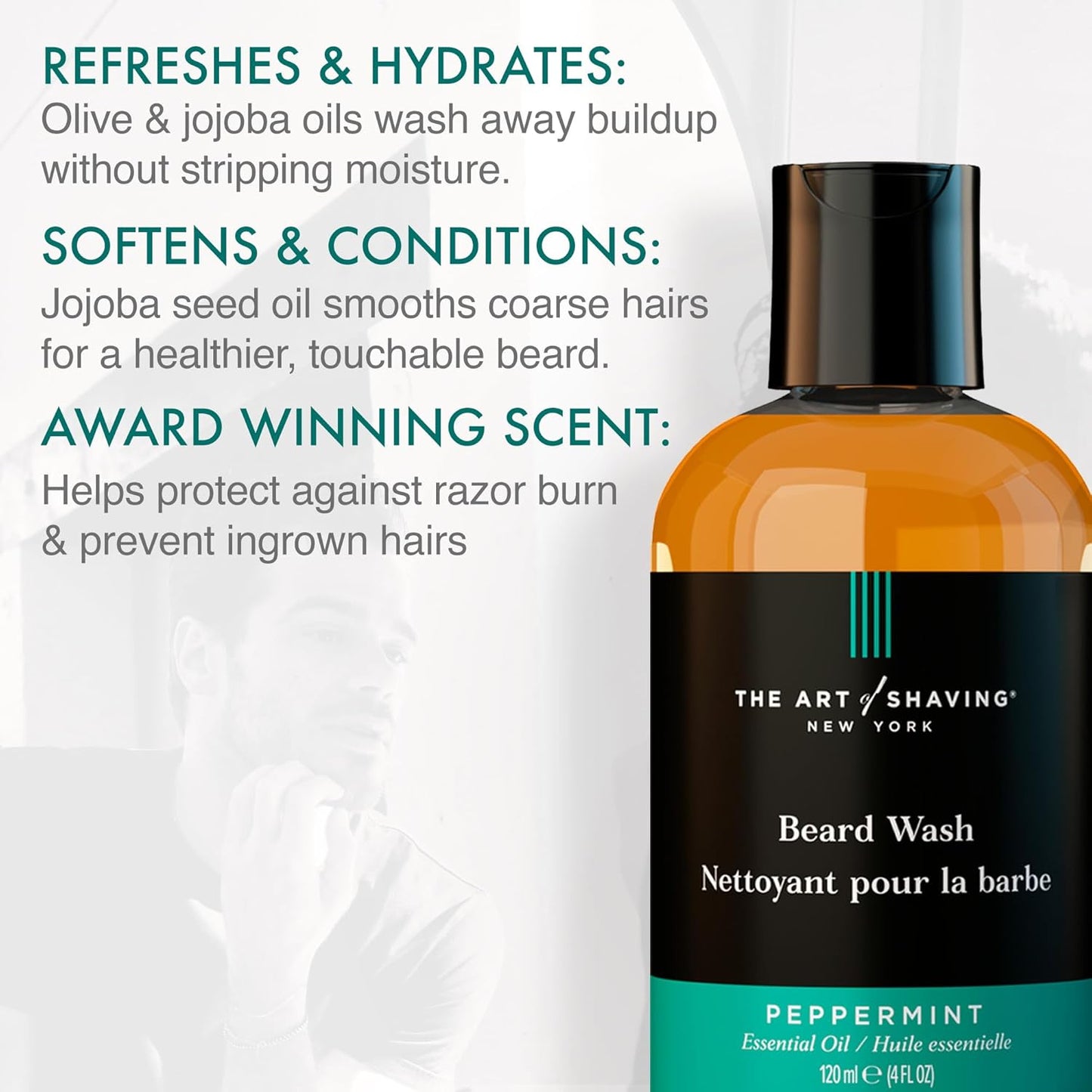 The Art of Shaving Beard Prep Kit | 4oz Peppermint Wash & Conditioner + 1oz Sandalwood Oil
