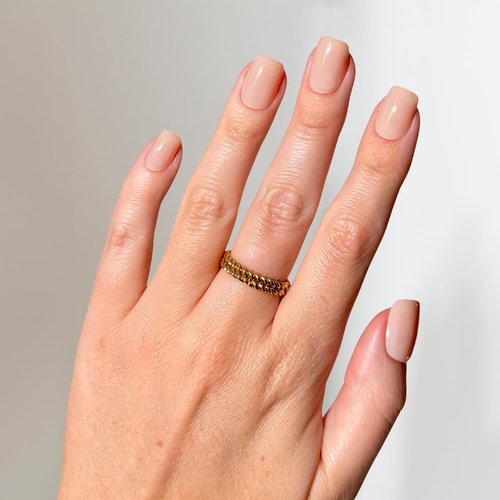 Glamnetic x GLAMZILLA Press On Nails - Short Squoval Nude Fake Nails | Salon Quality, 30 Nail Kit with Glue, 15 Sizes
