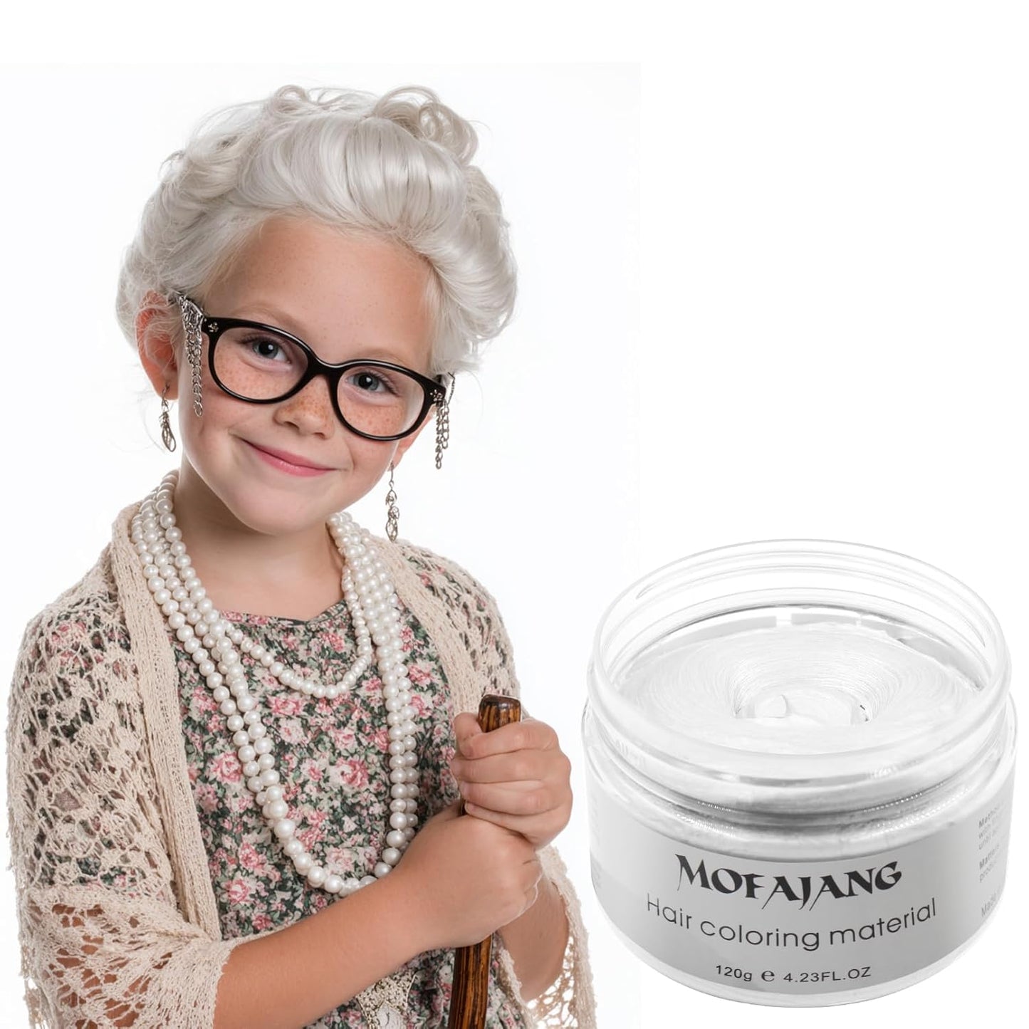 White Hair Color Wax by [Brand Name] - 4.23 oz Natural Styling Pomade for Cosplay & Parties