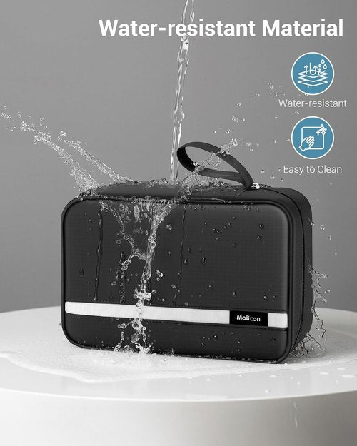Maliton Toiletry Bag - Waterproof Travel Organizer for Men & Women | 4 Compartments, Large Size (Black)