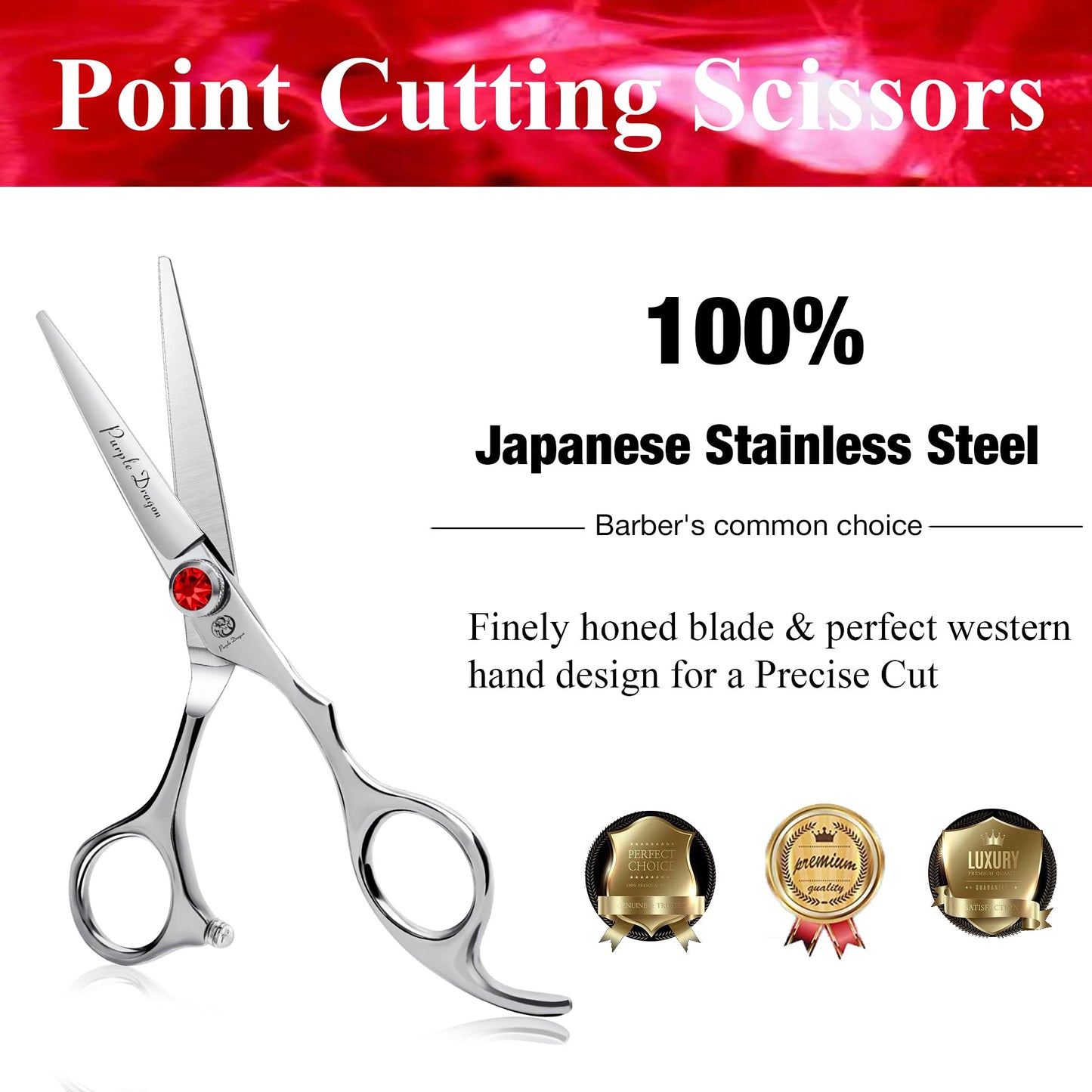 Purple Dragon 4.5/5.0 inch Silver Barber Hair Cutting Scissors/Shears with Bag- Perfect for Professional Hairstylist, Hairdresser (5.0 inch)