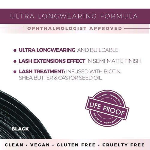 Blinc Lash Extension Tubing Mascara - Striking Length & Definition, Smudge-Proof, Vegan & Washable