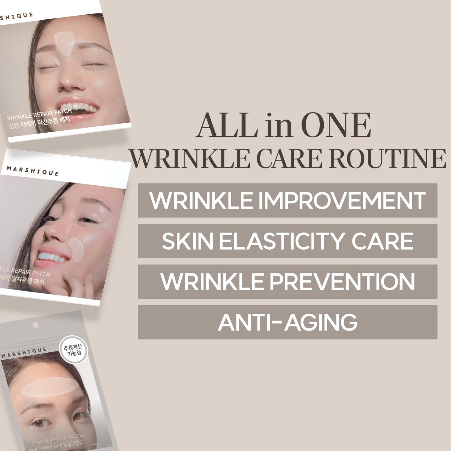 Marshique Between the Eyes Wrinkle Patches - Gifts for Mom & Dad - Frown Lines Eleven Lines Non invasive Face Wrinkles Smoothers - Korea Beauty Care, 55 Patches