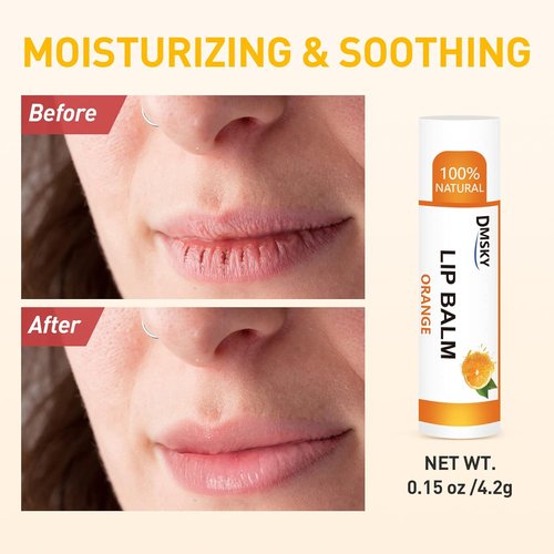 DMSKY Lip Balm Bulk - Moisturizing Coconut Oil & Vitamin E for Dry Lips | 24 Pack with 12 Flavors