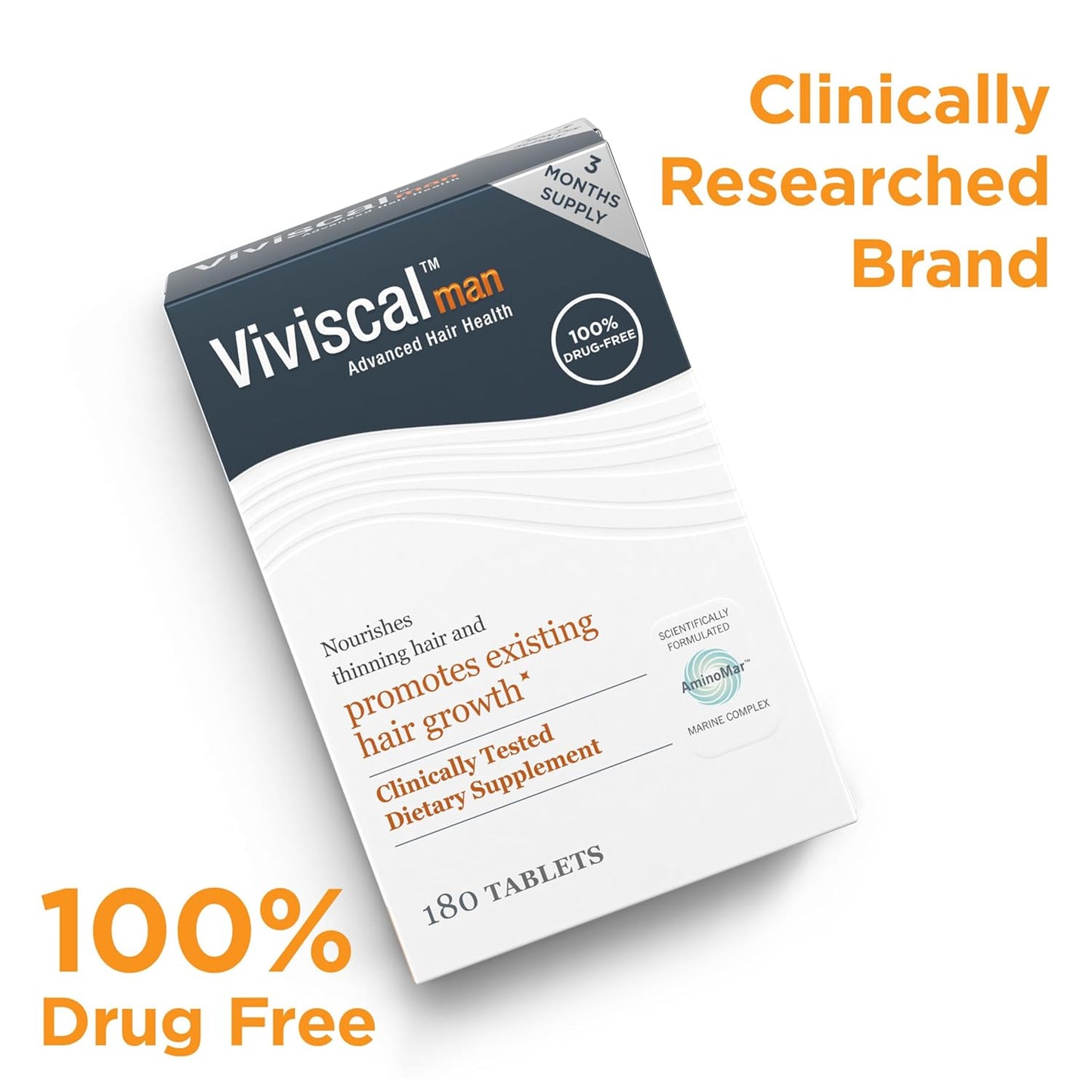 Viviscal Men's Hair Growth Supplements - Clinically Proven Collagen Complex for Thicker, Fuller Hair | 180 Tablets, 3-Month Supply