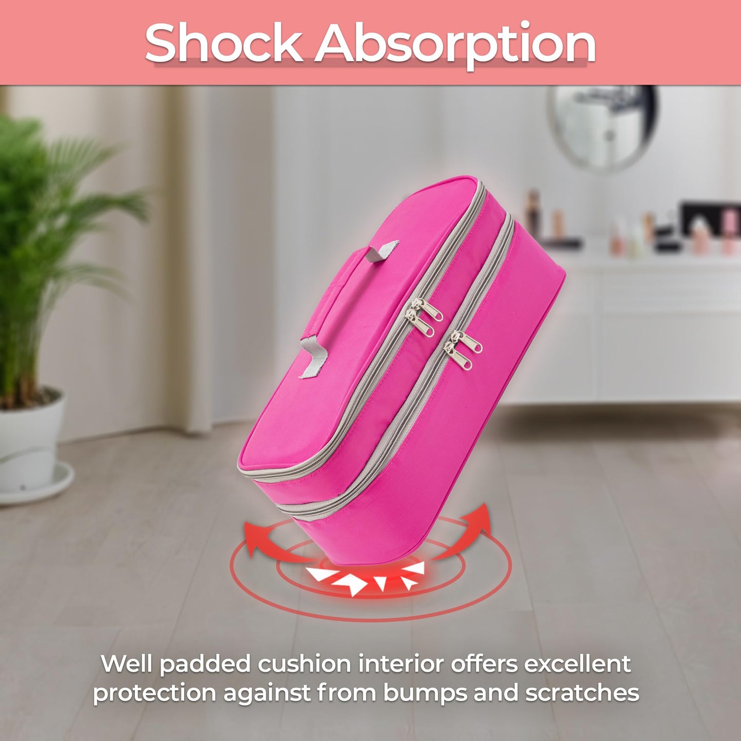 GREENESTA Hair Tools Travel Bag Compatible With Shark Flex Style Attachment, Shark Airwrap Flexstyle, Dyson Airwrap | Travel Case For Sharkflex Styler | Beauty Hair Dryer Attachments Storage (Pink)