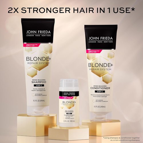 John Frieda Blonde+ Conditioner - Bond Building Complex for Moisture Restoration | 8.3 Oz
