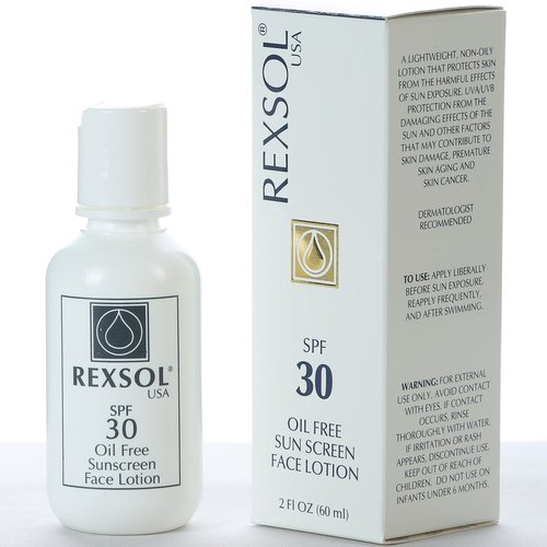 REXSOL SPF 30 Oil-Free Sunscreen Face Lotion - Broad Spectrum UVA/UVB Protection with Vitamins C, E, A | 60 ml / 2 fl oz