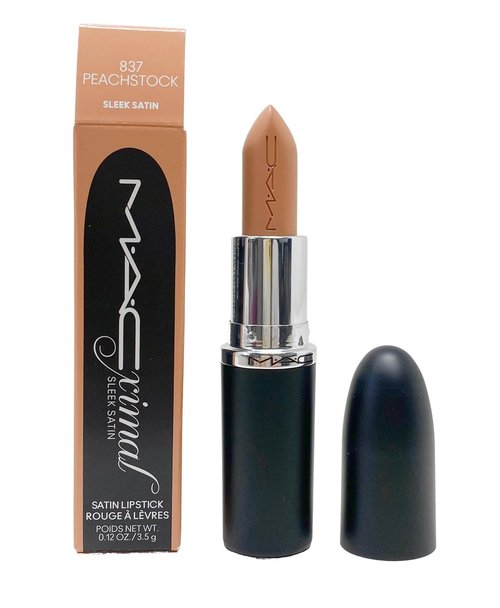 MAC Ximal Sleek Satin Lipstick - 837 Peachstock | Warm Toned Light Medium Peach, 0.12 Oz