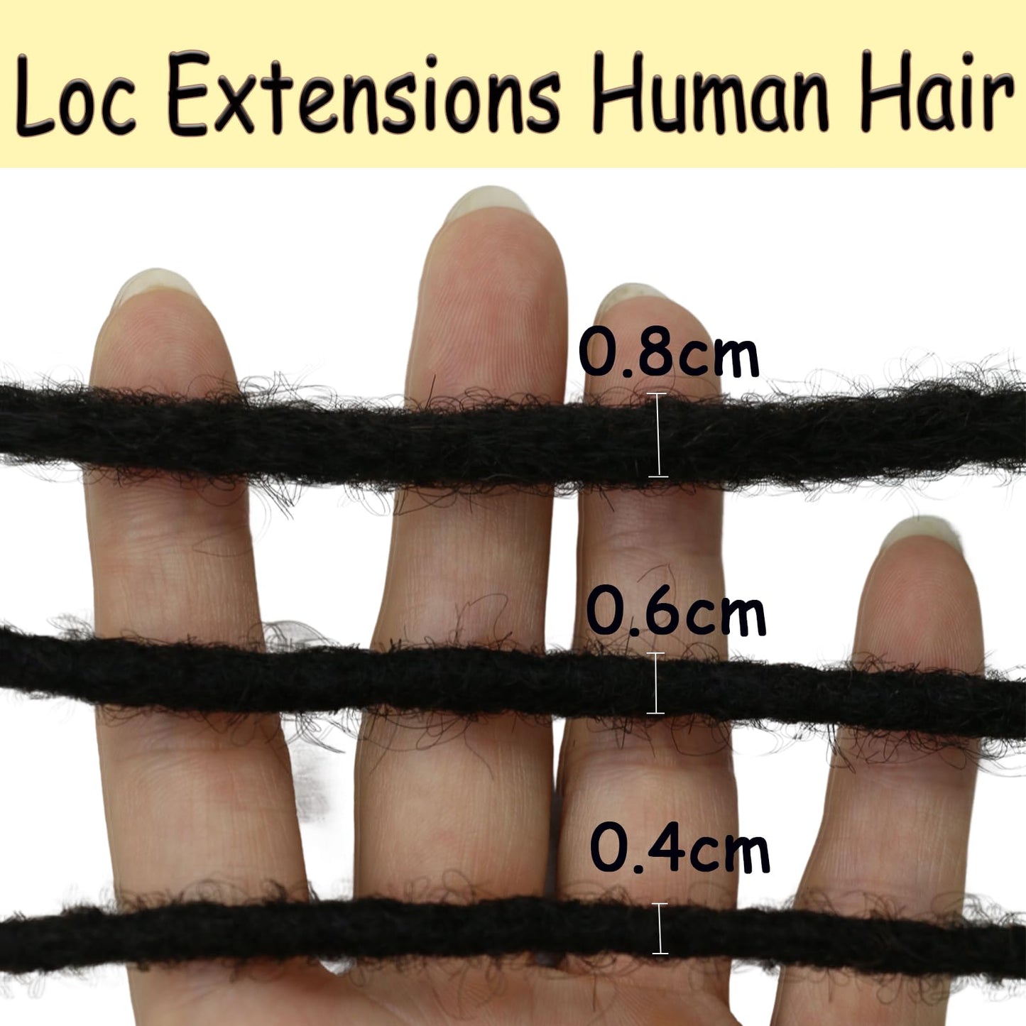 Coriario 0.4 cm Permanent Loc Extensions Human Hair 6 inch 30 Strands Real Human Hair Dreadlock Extensions Natural Black Dreads Extensions for Men Women Kids