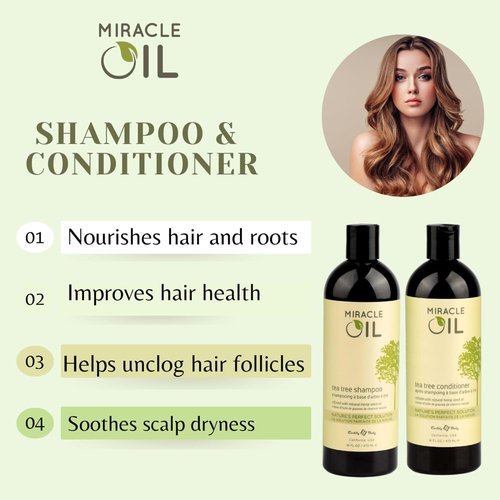 Earthly Body Miracle Oil Tea Tree Shampoo - Nourishing Formula for Healthy Hair | 16 Fl Oz