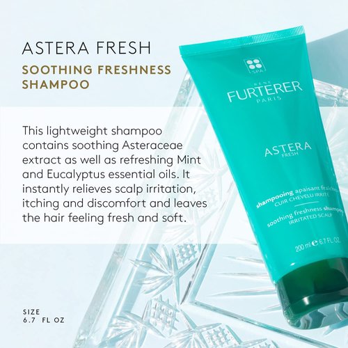 Rene Furterer ASTERA FRESH Shampoo - Soothing Relief for Sensitive Scalps - Mint & Eucalyptus Scent