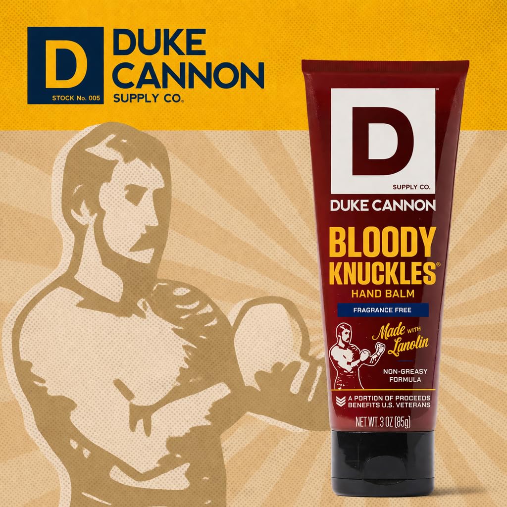 Duke Cannon Bloody Knuckles Hand Repair Balm - Unscented Moisturizing Cream for Dry, Cracked Hands | 3 oz Travel Size
