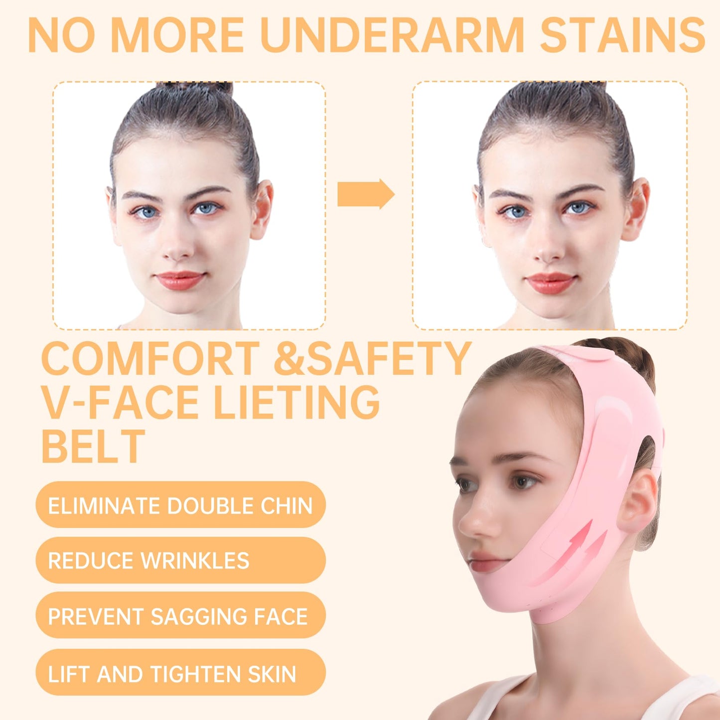 V Line Lifting Mask, V Shaped Face Mask, V Shaped Contouring Face Mask, Face Lifting Strap, Face Toning Belts, Jaw Exerciser, Washable and Reusable