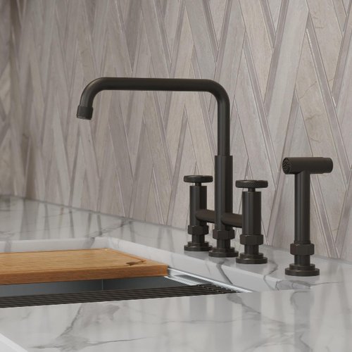 KRAUS Urbix Industrial Kitchen Faucet - Brushed Gold Finish with Side Sprayer | KPF-3125BG