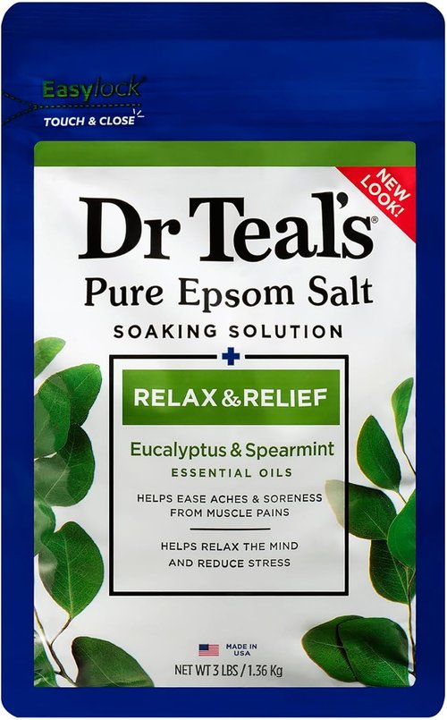 Dr Teal's Epsom Salt Magnesium Soak - Relaxation & Relief with Eucalyptus & Spearmint, 3 lbs