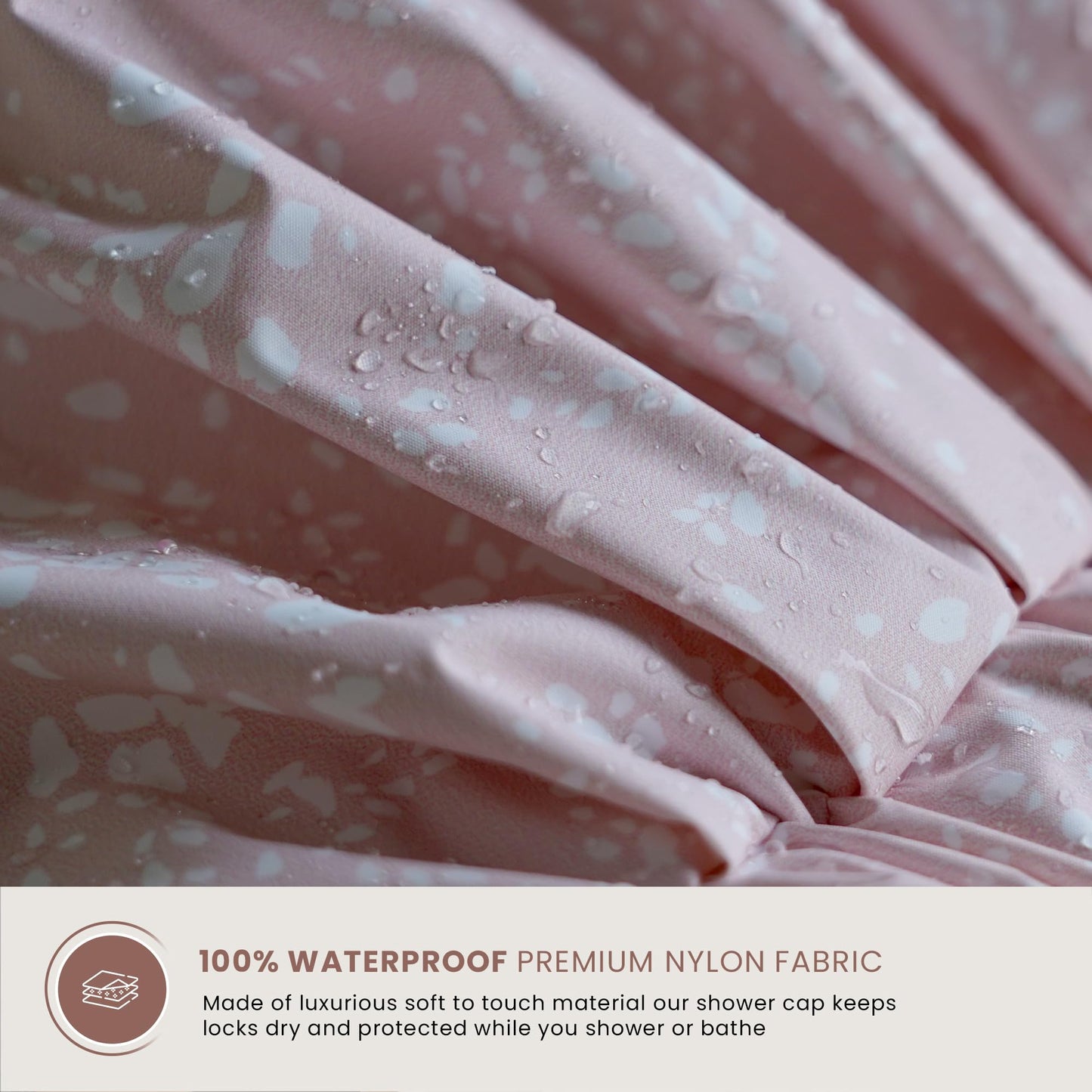 Reusable Shower Cap for Women Reusable Waterproof – Leakproof, Nonslip Hair Cap for Shower w/Comfy Flexiband – Soft, Breathable, Durable Shower Caps by SMPL OBJECTS (Blush)