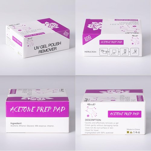 Gellen Nail Cleanser Pads - 400 Pack Acetone Remover with Glycerin Moisturizing | Professional Quality