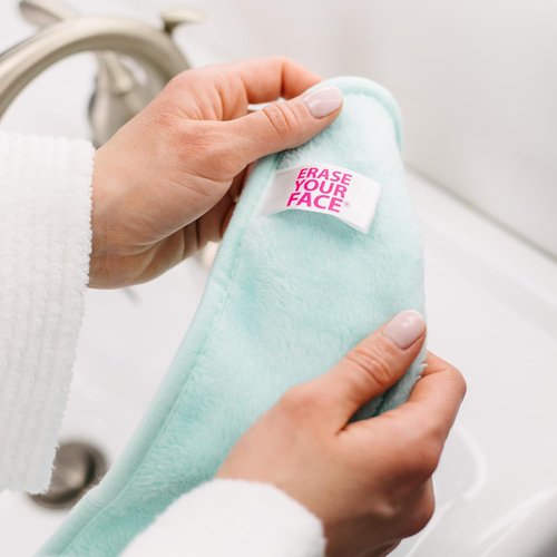 ERASE YOUR FACE Reusable Makeup Remover Cloths - Water-Activated Microfiber Towels for Sensitive Skin - 4 Multi-Color Pack