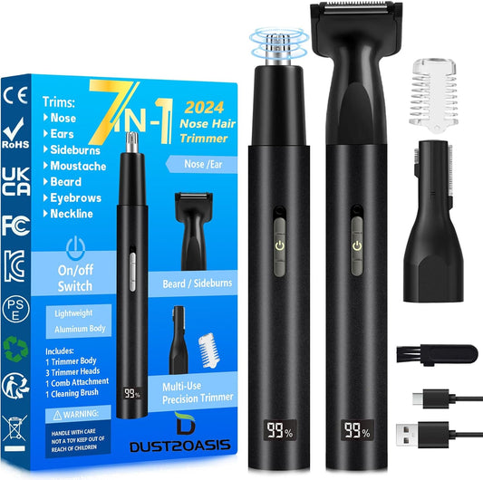 Skiennix Nose Hair Trimmer | All-in-One Professional Ear & Nose Hair Clipper - 14,000 RPM, Rechargeable, Dual Edge Blades