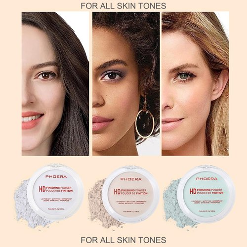 PHOERA Foundation Pressed Face Powder - Silky Soft Focus Setting Powder for Shine-Free Finish | 0.28 Oz (002 Banana)