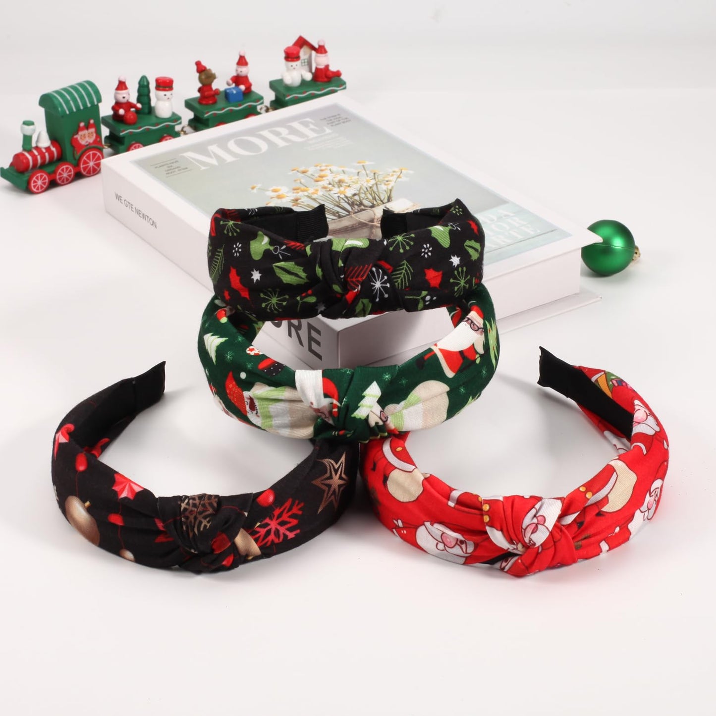 Ardorchid Christmas Headbands for Women Girls Snowflake Santa Claus Snowman Xmas Tree Cane Hair Hoop Green Red Christmas Decor Hair Accessories Gifts