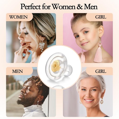 18K Gold Silicone Earring Backs by Skiennix - Hypoallergenic Replacement for Studs | 6 Pcs