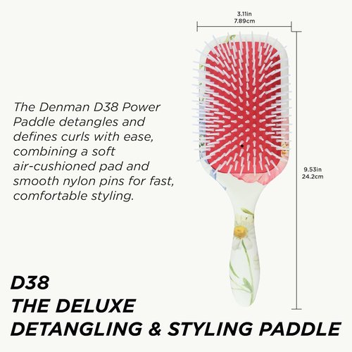 Denman Detangling Paddle Brush - Versatile Wet/Dry Hair Styler for All Hair Types | Ideal for Men & Women