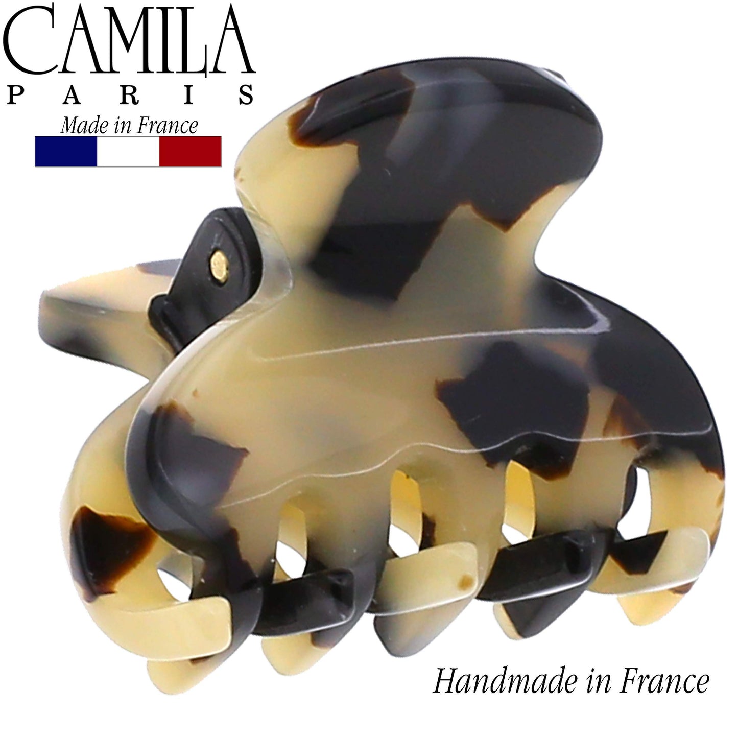 Camila Paris CP3066 French Hair Clip for Women, Handmade, Ivory Tokyo, Small, Girls Hair Claw Clips Jaw, Durable Styling Hair Accessories for Women, Strong Hold Grip, Made in France