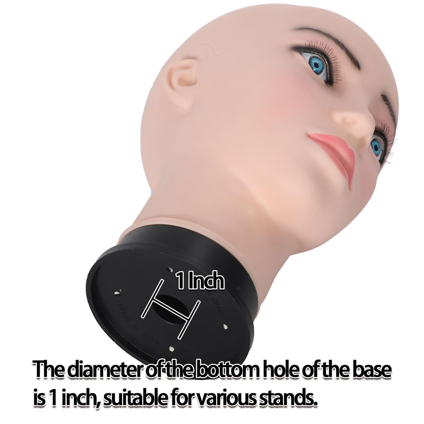 TKIMHEQ Bald Female Mannequin Head 21.6 Inches Big Head Circumference Makeup Training Head Wig Head Professional Cosmetology for Wig Making Hat Helmet Glasses Display Head Model with Clamp Stand