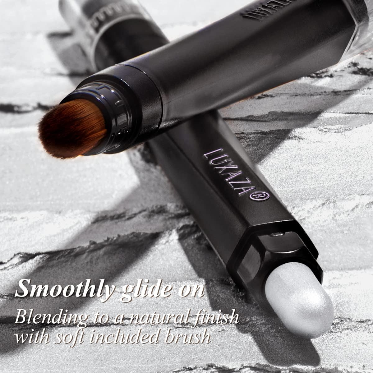 Cream Single Eyeshadow Stick with Blending Brush, Hypoallergenic Eye Shadow Sticks Makeup, Pro Waterproof & Long Lasting Eye Brightener Stick, Eyeshadow Pencil Crayon Shimmer #74