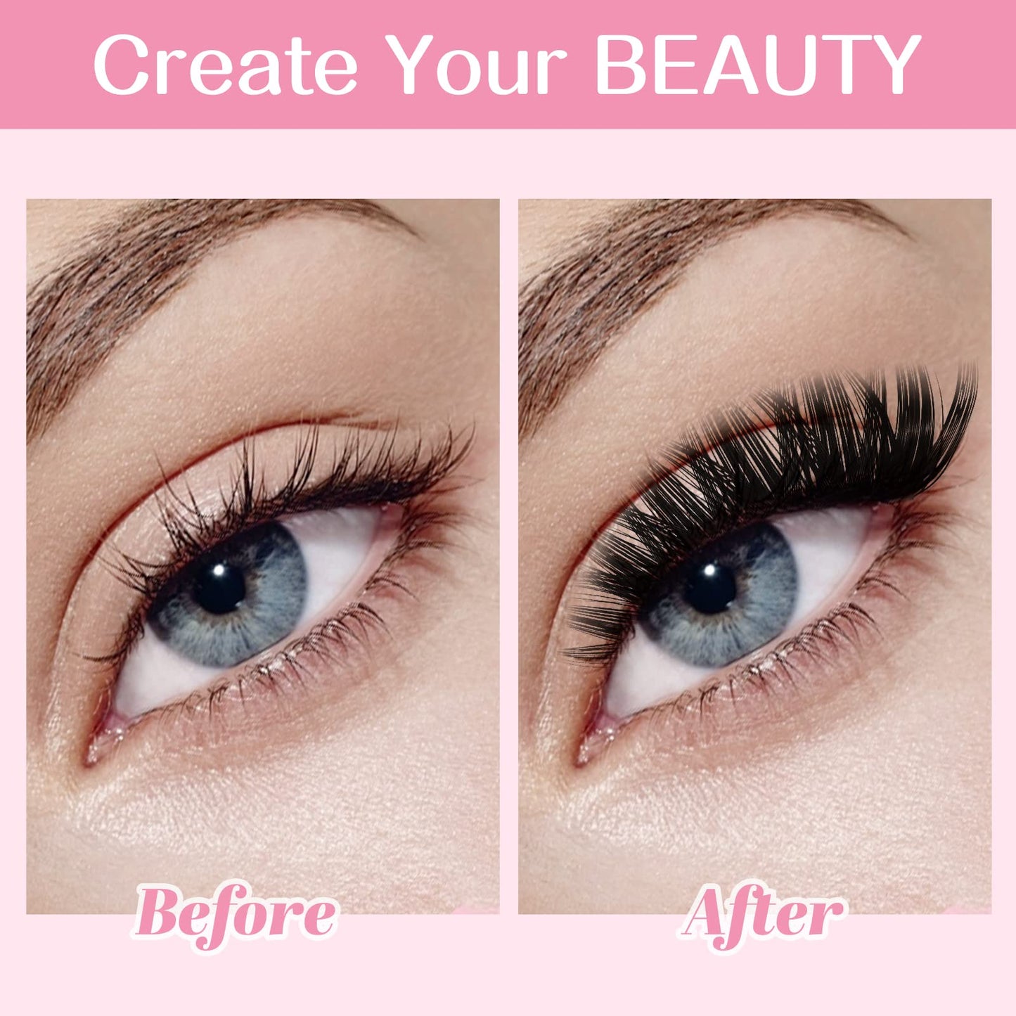 280 Pcs Individual Lashes 50D-C-0.07-16 Cluster Lashes C D Curl Wispy Lashes Bottom Lashes DIY Lashes At Home（50D-C-0.07-16）