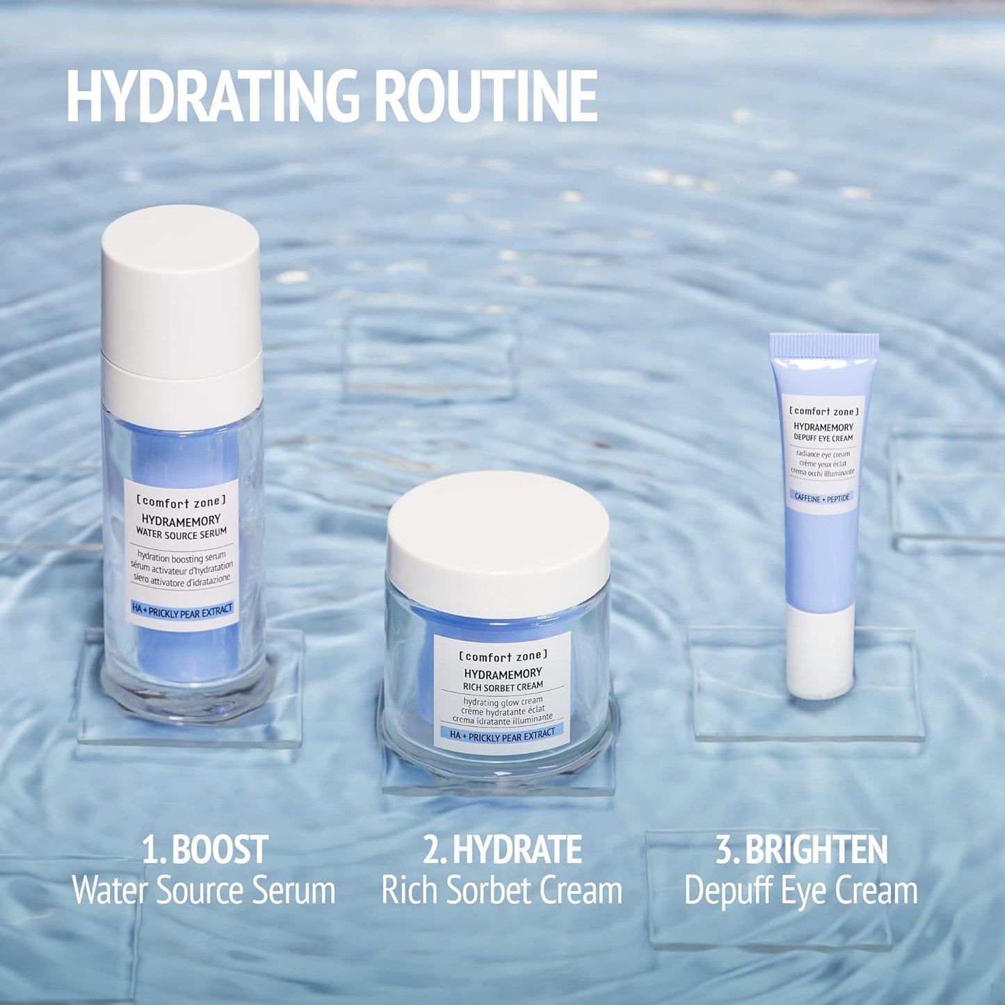 Comfort Zone Hydramemory Eye Cream - Lightweight Depuffing Moisturizer with Caffeine & Peptides, 0.51 Fl Oz
