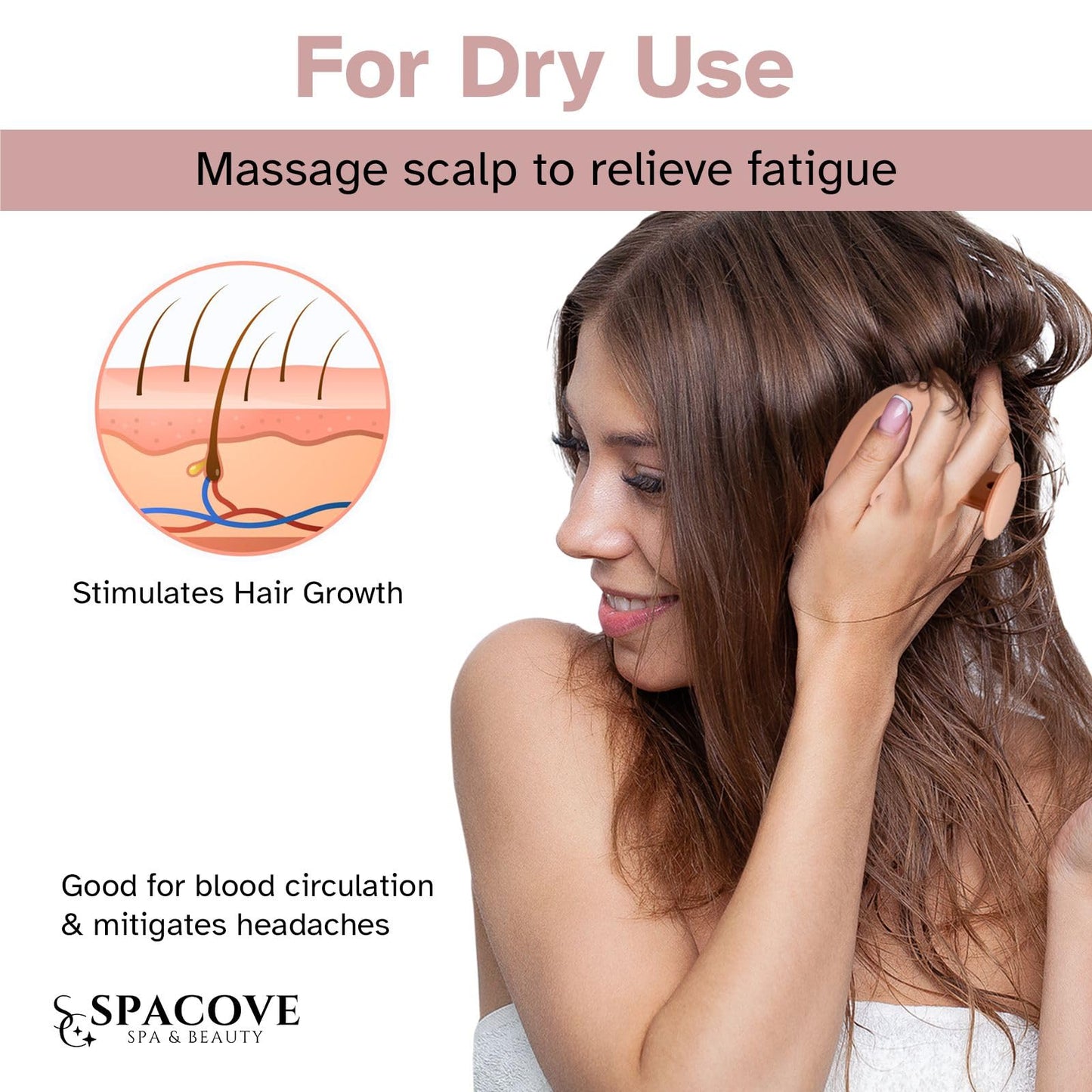SPACOVE Scalp Massager Hair Growth with Soft Silicone Scalp Scrubber Shampoo Brush for Dandruff Removal Wet and Dry Hair Brush Scalp for Mens and Womens (Beige)